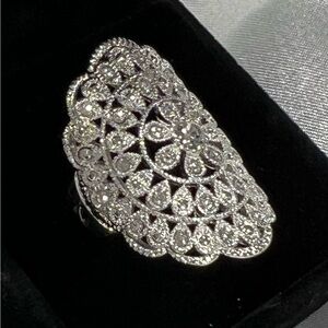 Swarovski Element Intricate Crystal Silver Ring
